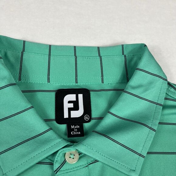 FootJoy Green Striped Golf Polo Shirt XL Performance Stretch Sporty Classic Top - Picture 4 of 11